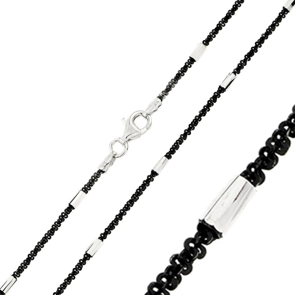 Silver 925 Black Rhodium Plated Roc 030 Chain with DC Tube - CH244 BLK