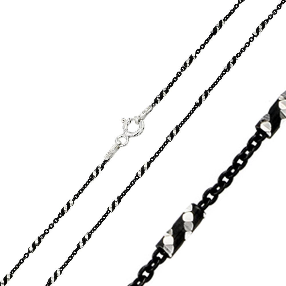 Silver 925 Black Rhodium Plated Tube Spiral B-W DC 030 Chain - CH248 BLK