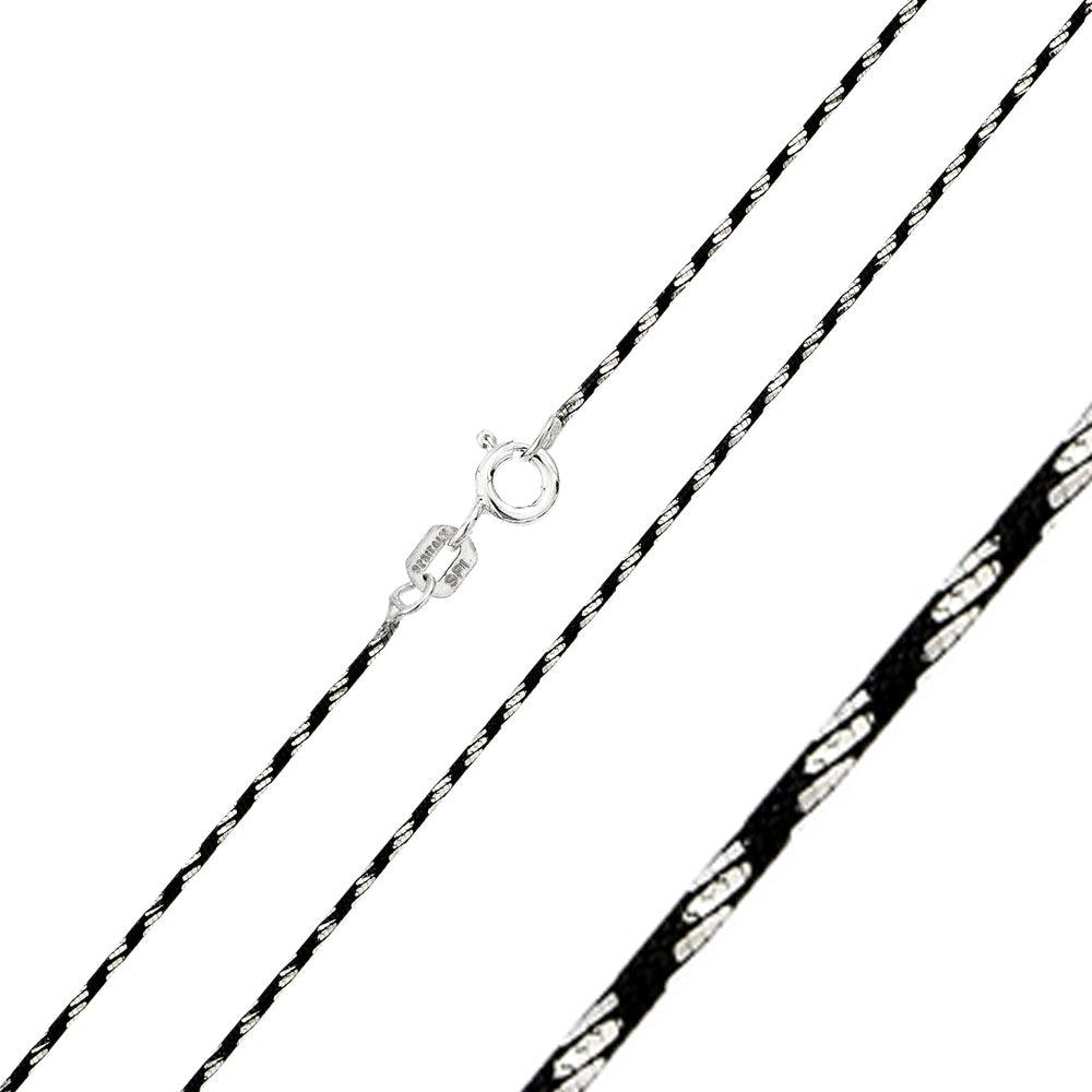 Silver 925 Black Rhodium Plated Round Snake B-W DC 020 Chain - CH246 BLK