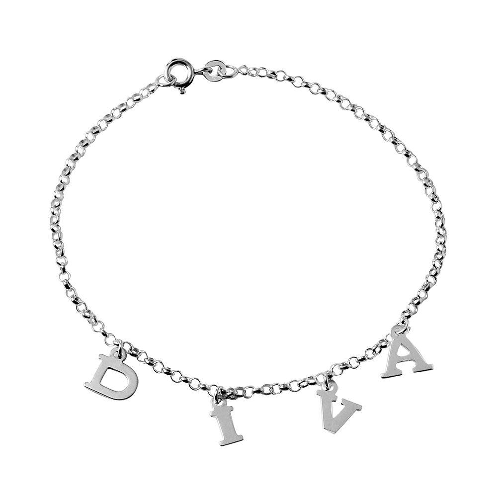 Silver 925 DIVA Dangling Charm Link Anklet - ANK00005