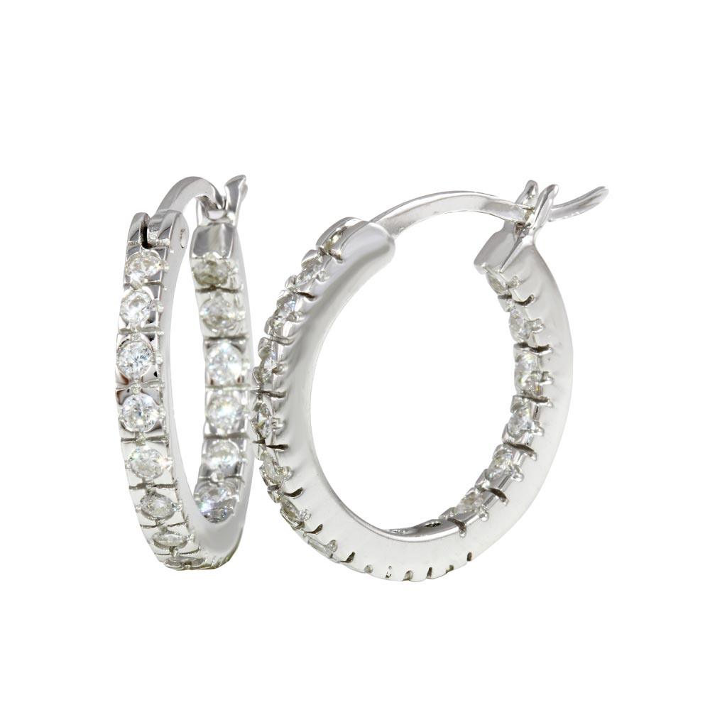 Rhodium Plated 925 Sterling Silver 2.5mm Hoop Earrings - AAE00001