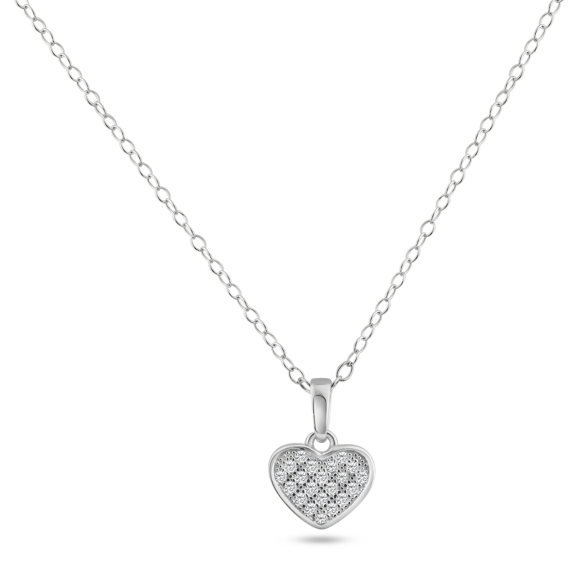 Silver 925 Rhodium Plated Heart CZ Dangling Pendant - ACP00025