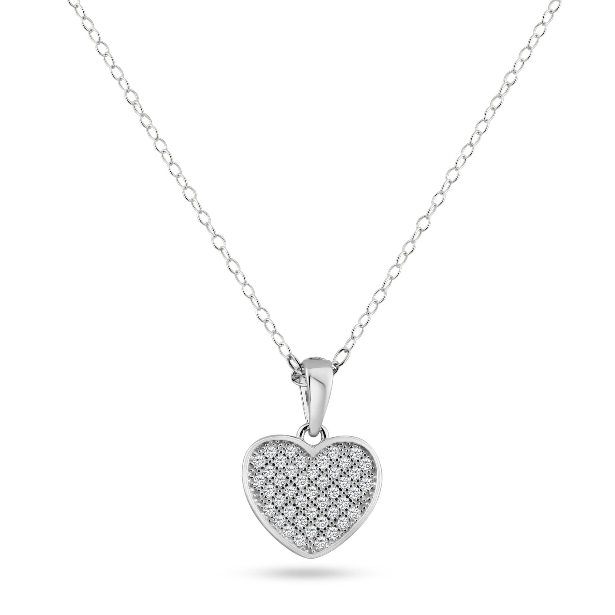 Silver 925 Rhodium Plated Heart CZ Dangling Pendant - ACP00029