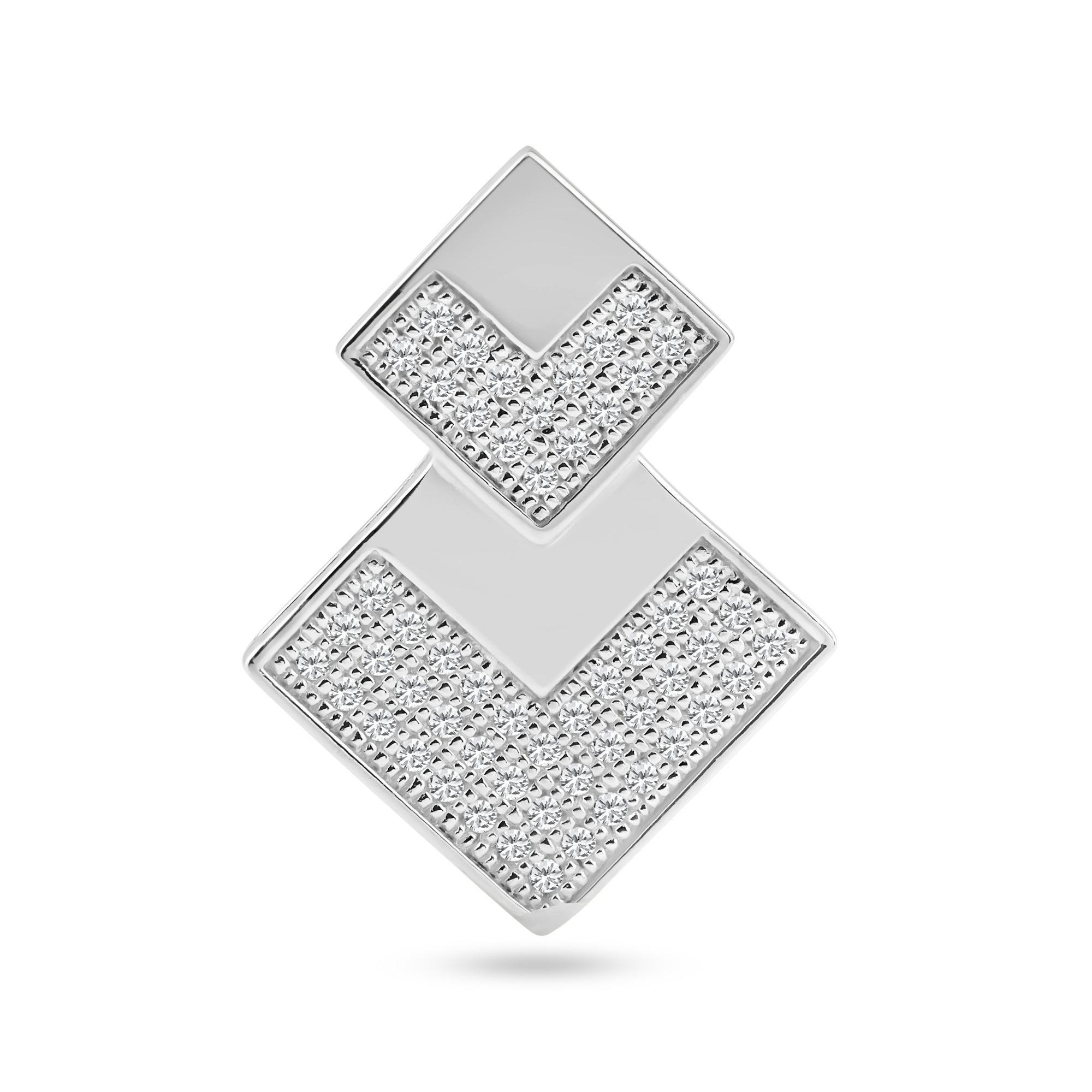 Silver 925 Rhodium Plated Two Graduated Square CZ Inlay Pendant - ACP00042