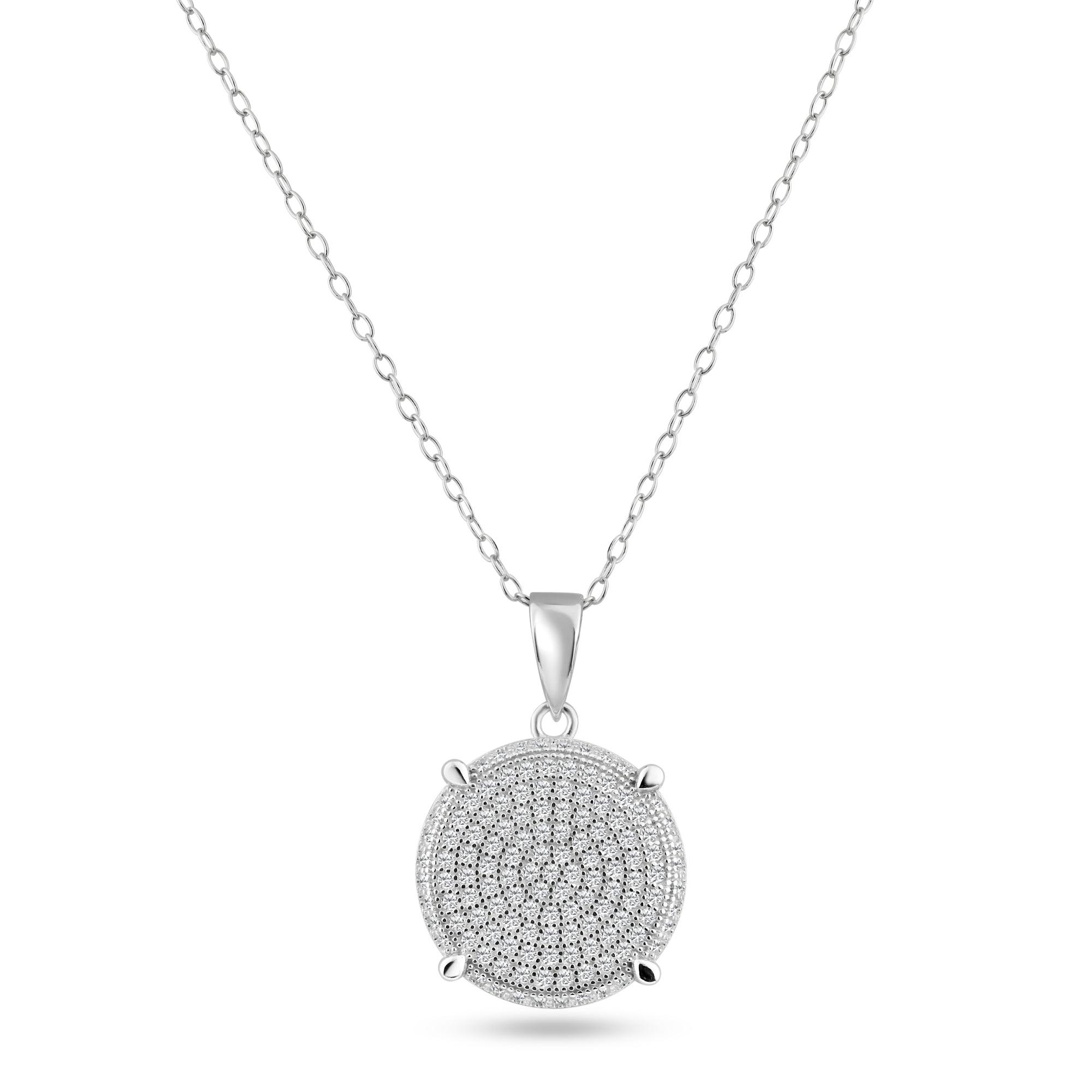 Silver 925 Rhodium Plated Circle CZ Dangling Pendant - ACP00051