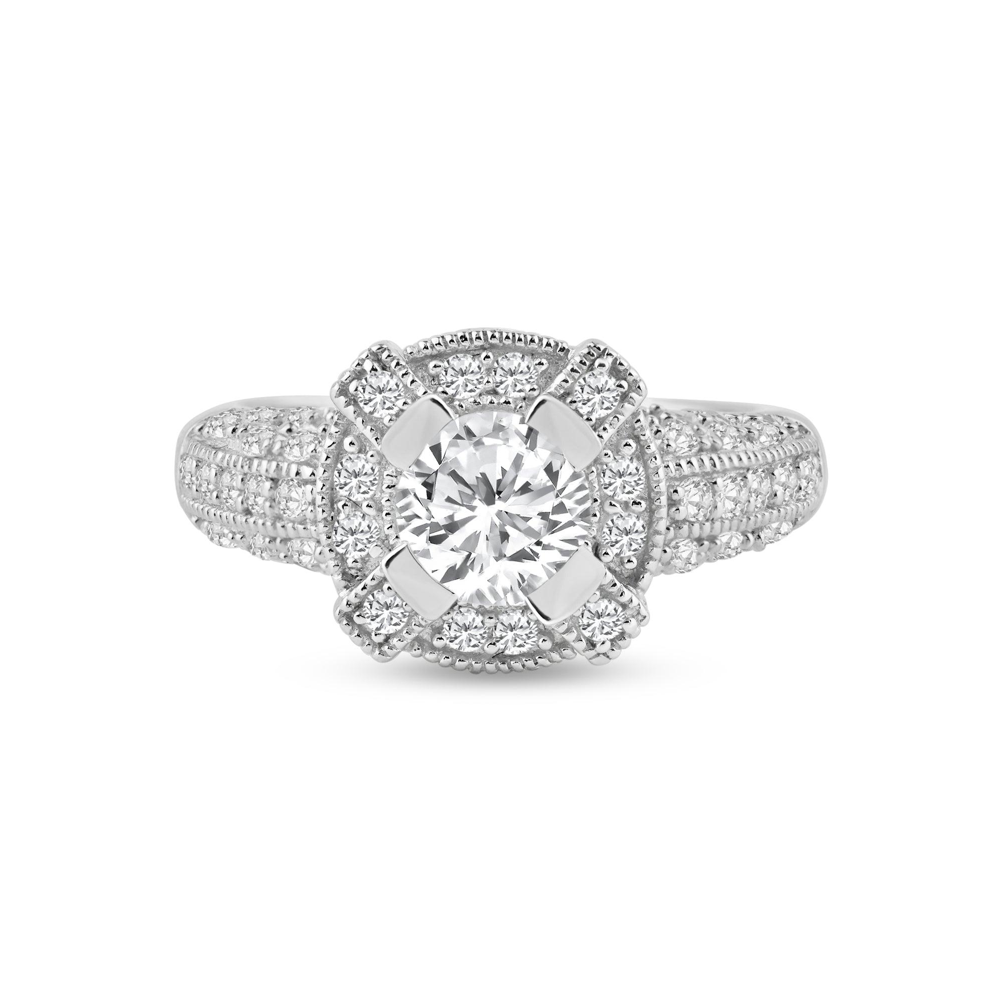 Silver 925 Rhodium Plated Pave CZ Ring - ACR00017