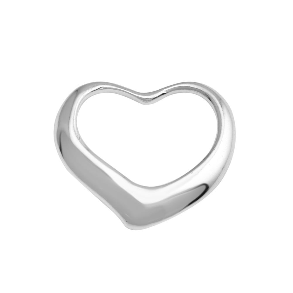 Rhodium Plated 925 Sterling Silver Open Heart Pendant - AJP00001