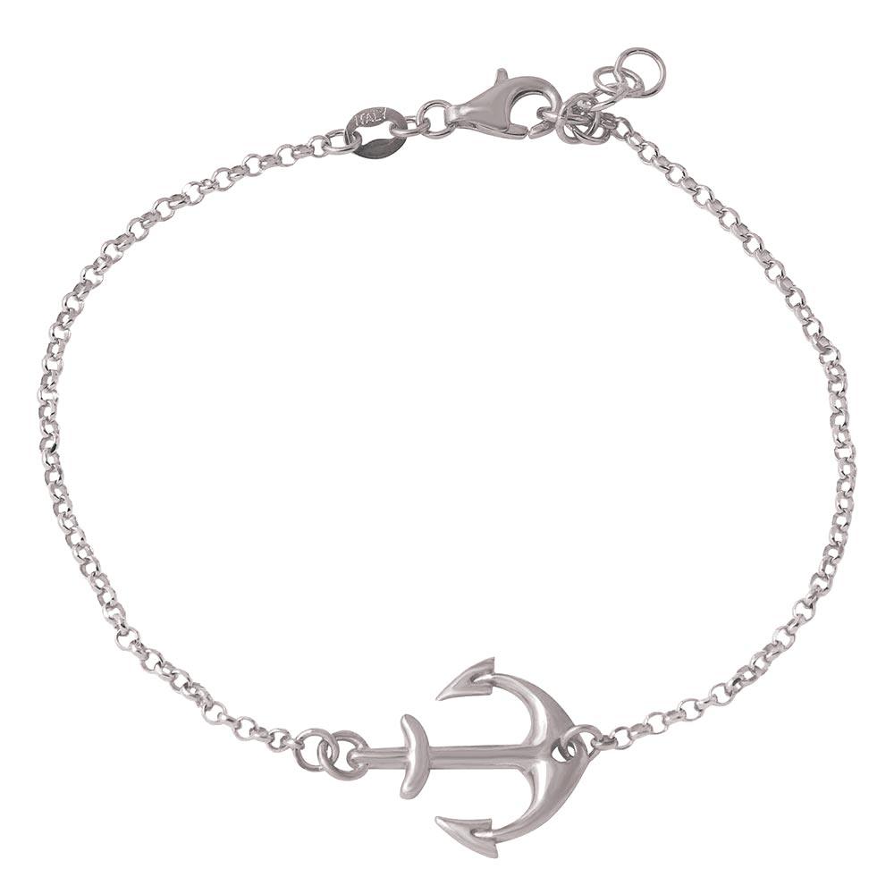 Silver 925 Rhodium Plated Anchor Chain Bracelets - ARB00025RH