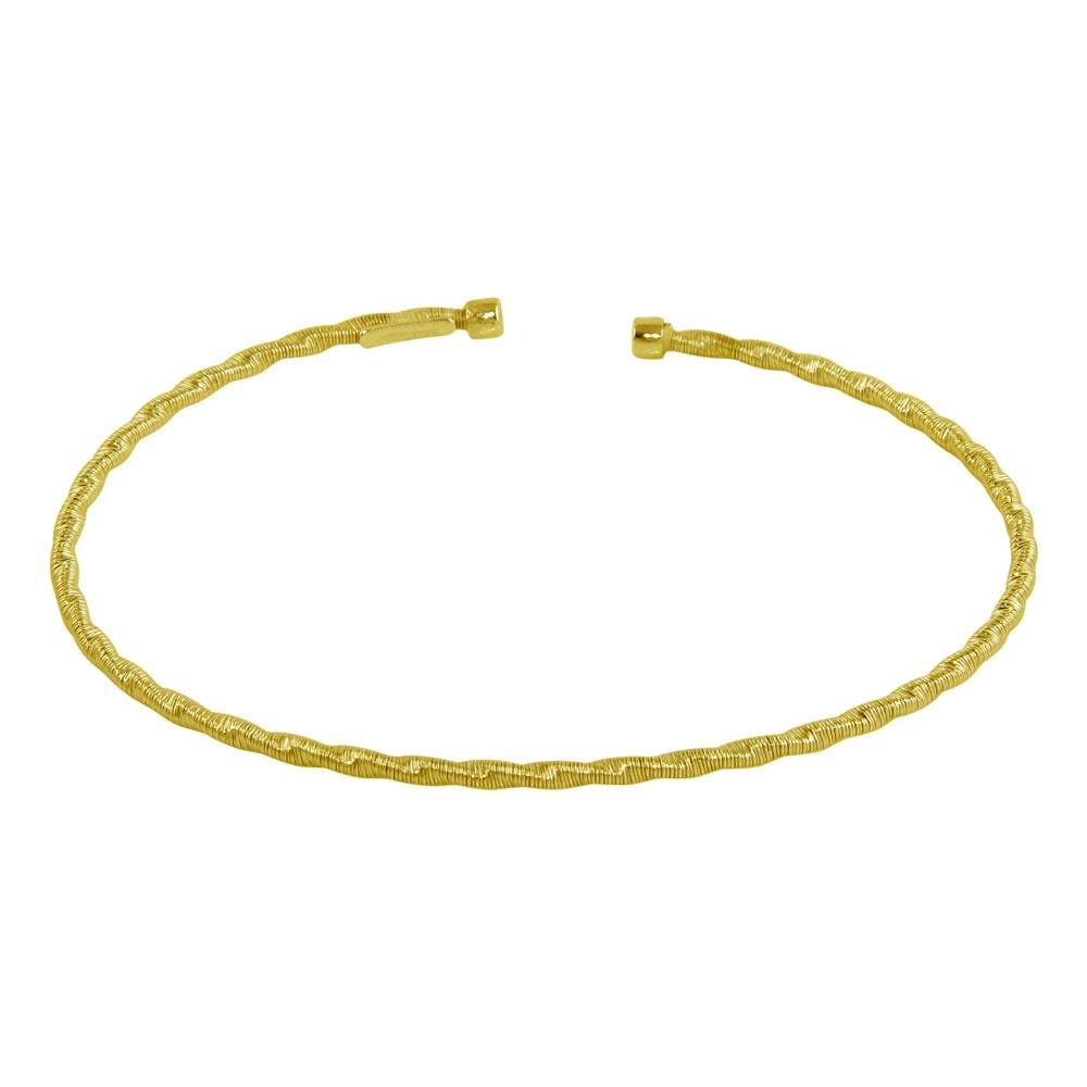 Gold Plated 925 Sterling Silver Twisted Thin Rope Bangles - ARB00034GP