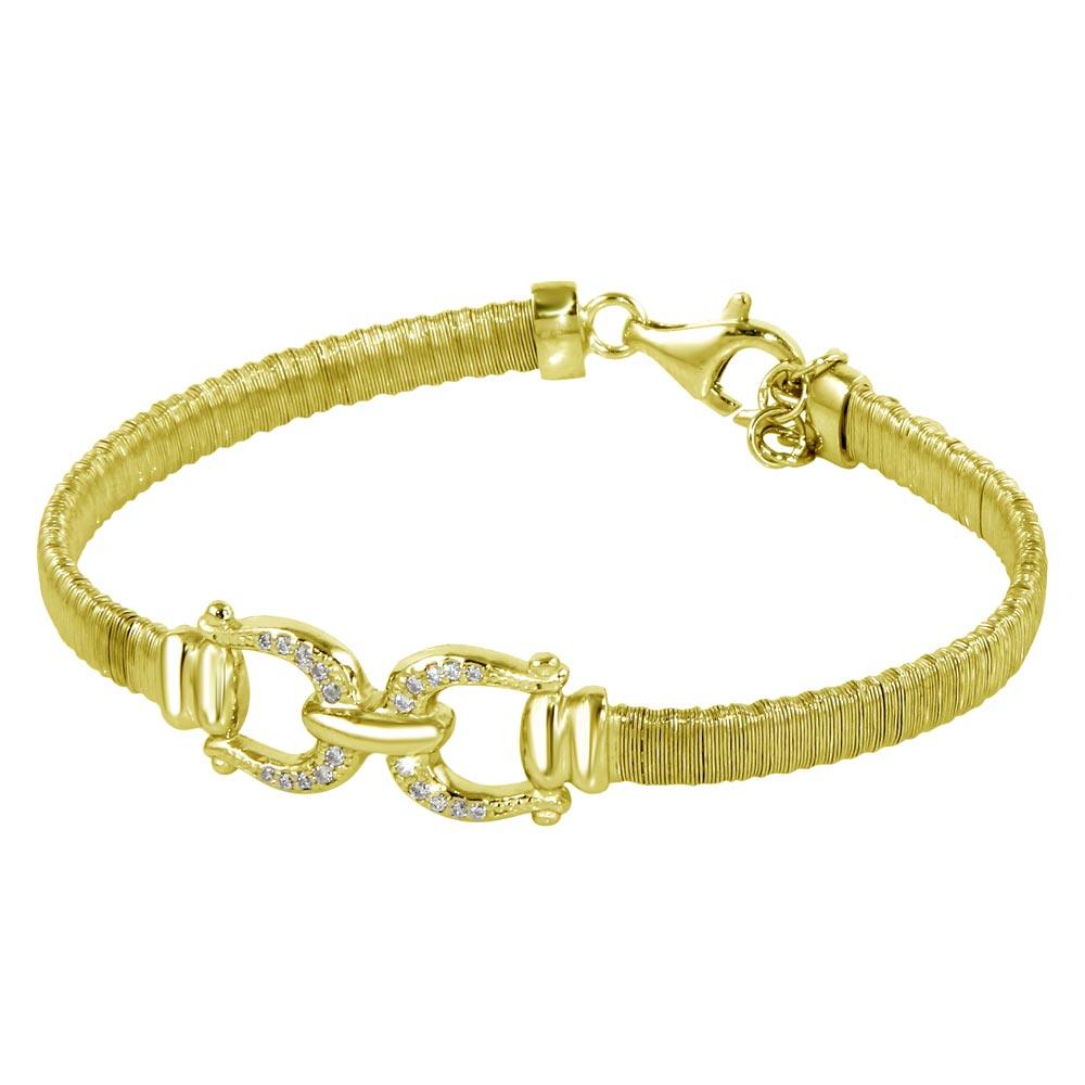 Gold Plated 925 Sterling Silver Buckle Bracelet with CZ - ARB00037GP