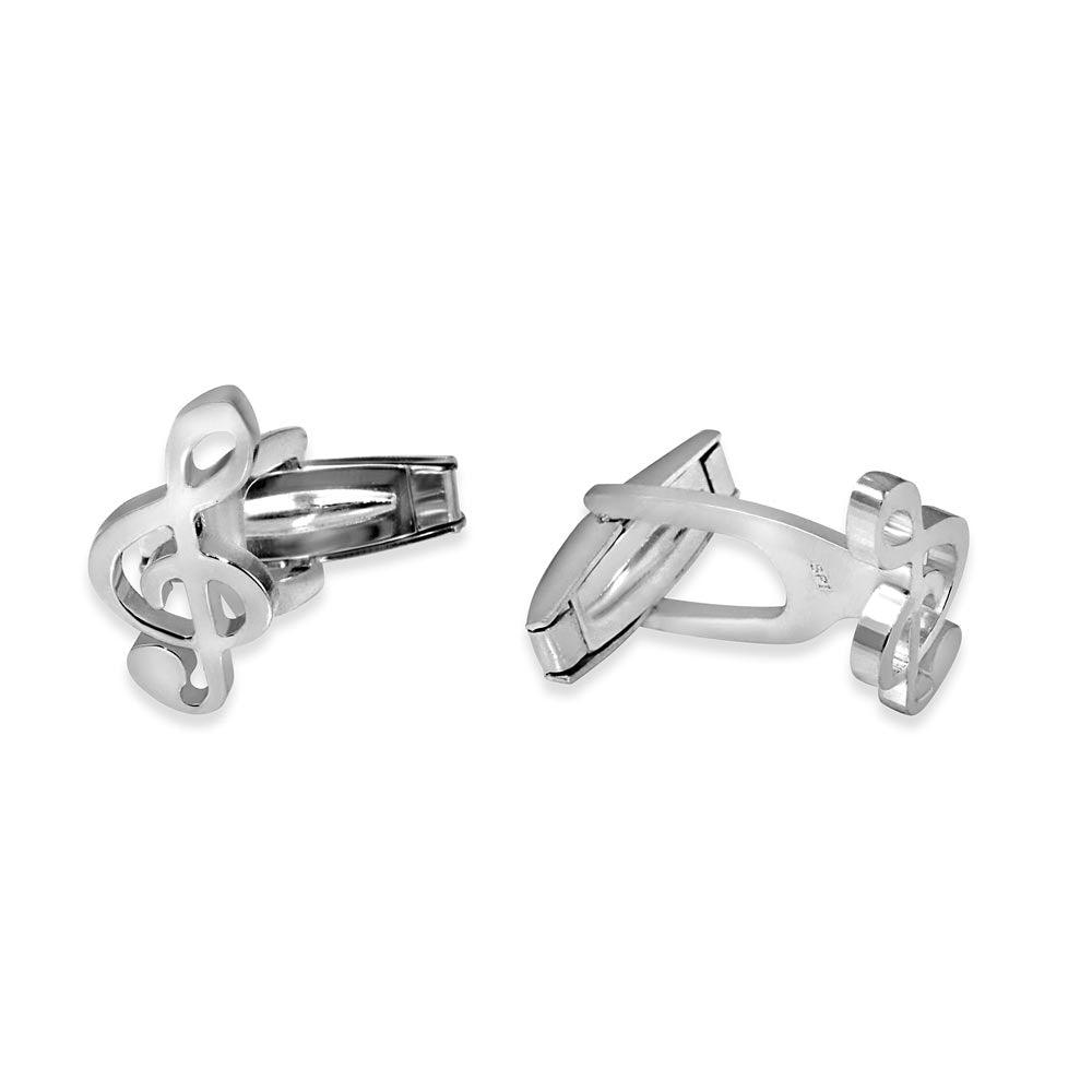 High Polished 925  Sterling Silver Plain Music G Clef Cufflink - ARC00010