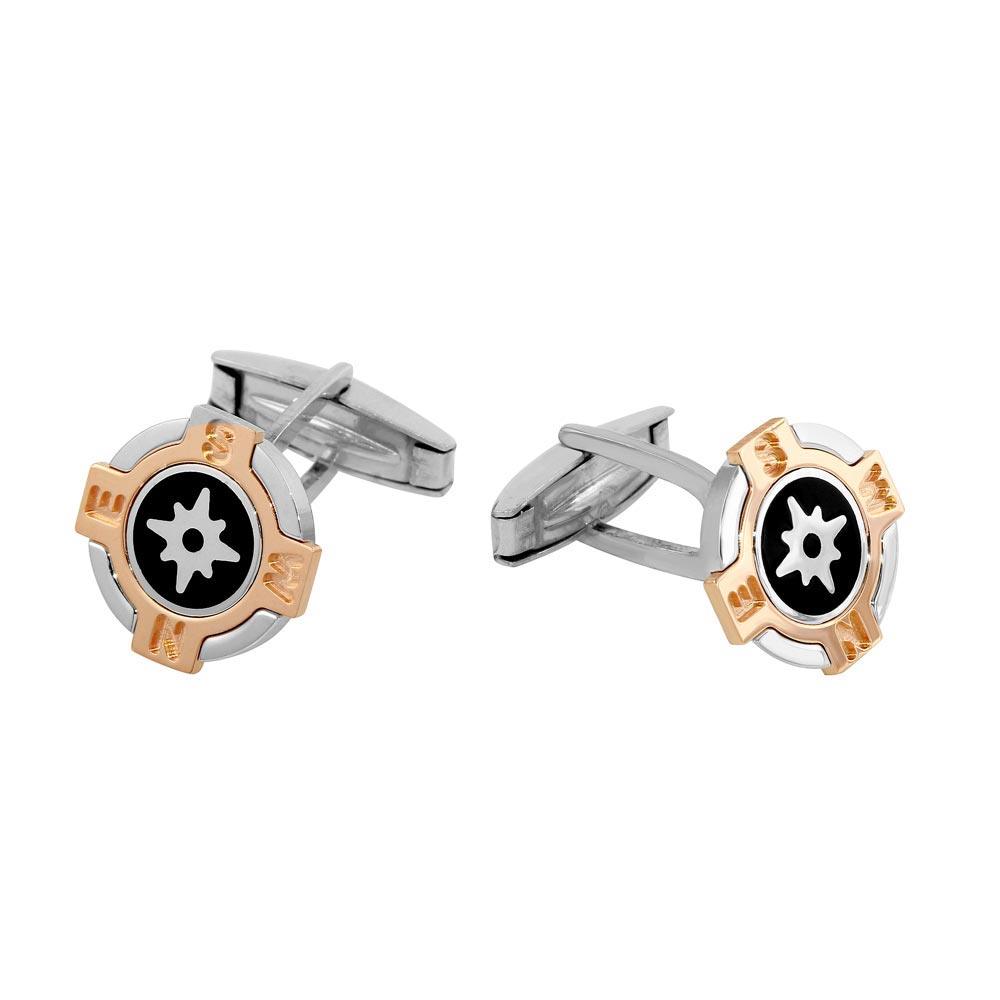 Three-Tone 925 Sterling Silver Compass Cuff Links - ARC00011