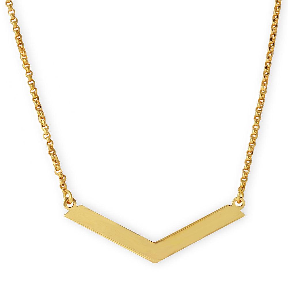 Silver 925 Gold Plated Wide V Accent Necklace - ARN00020GP