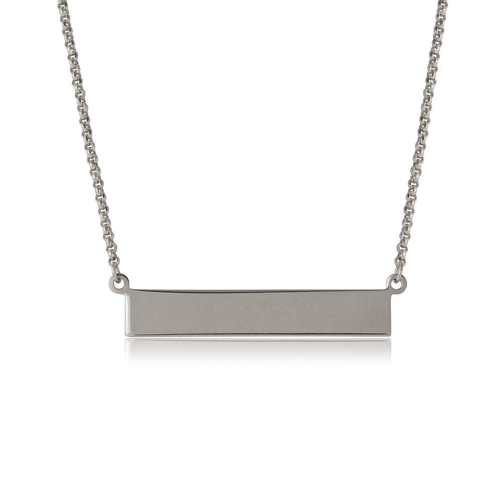 Silver 925 Rhodium Plated Bar Necklace - ARN00029RH