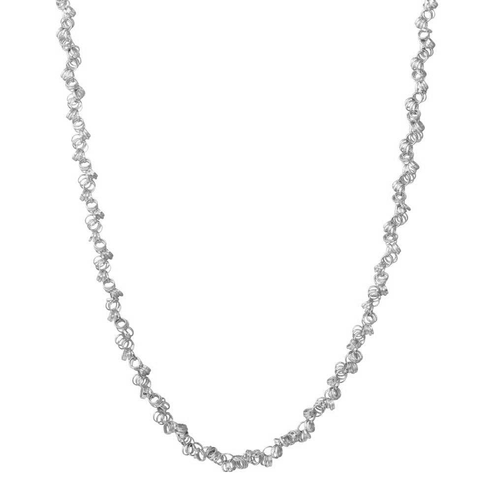 Rhodium Plated 925 Sterling Silver Rolo Neckalce with Attached Rolo Spirals - ARN00035RH