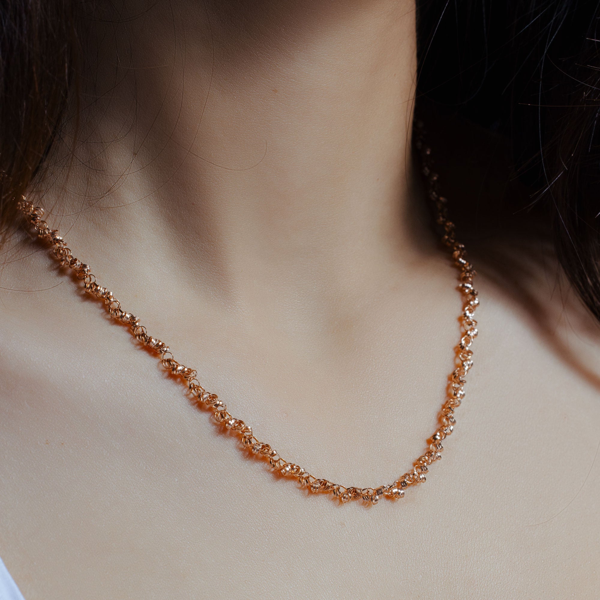 Rose Gold Plated 925 Sterling Silver Rolo Chain with Attached Rolo Spirals - ARN00035RGP