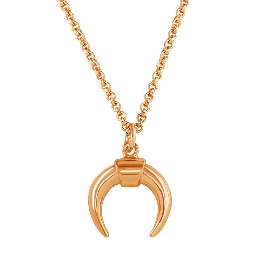 Rose Gold Plated 925 Sterling Silver Crescent Necklace - ARN00046RGP