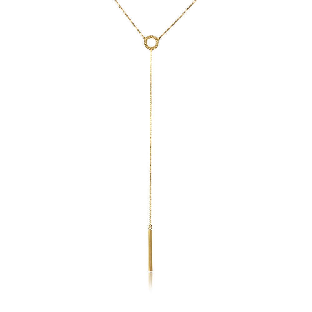 Silver 925 Gold Plated Lariat Necklace - ARN00011GP