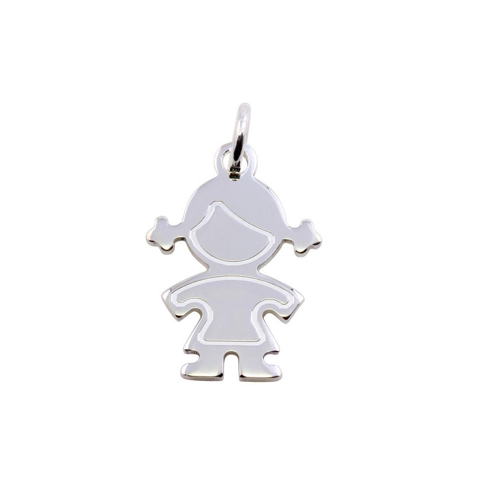 Rhodium Plated 925 Sterling Silver Girl Pendant - ARP00045