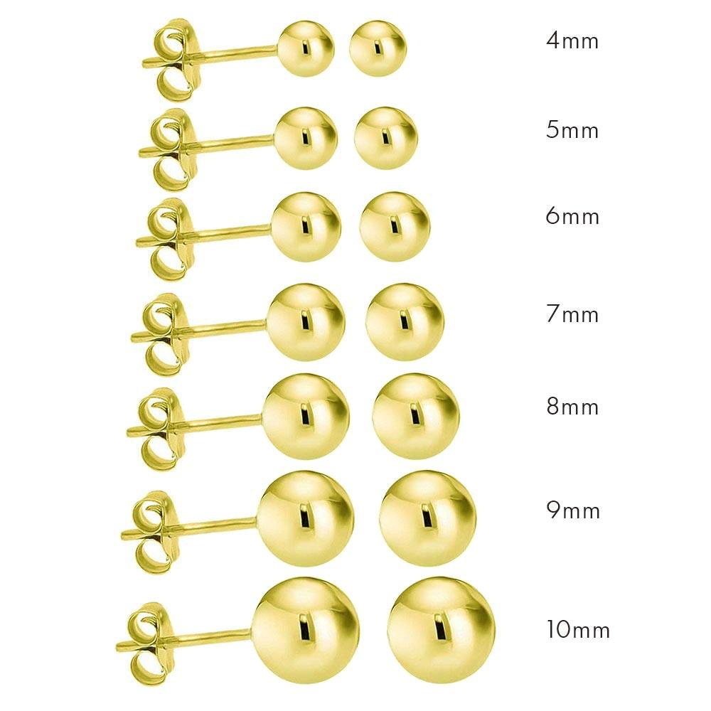 Gold Plated 925 Sterling Silver Bead Stud Earrings - BD-STUD-GP