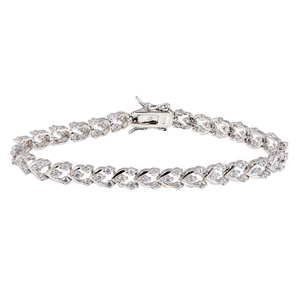 Silver 925 Rhodium Plated Clear Tennis CZ Bracelet - BGB00057