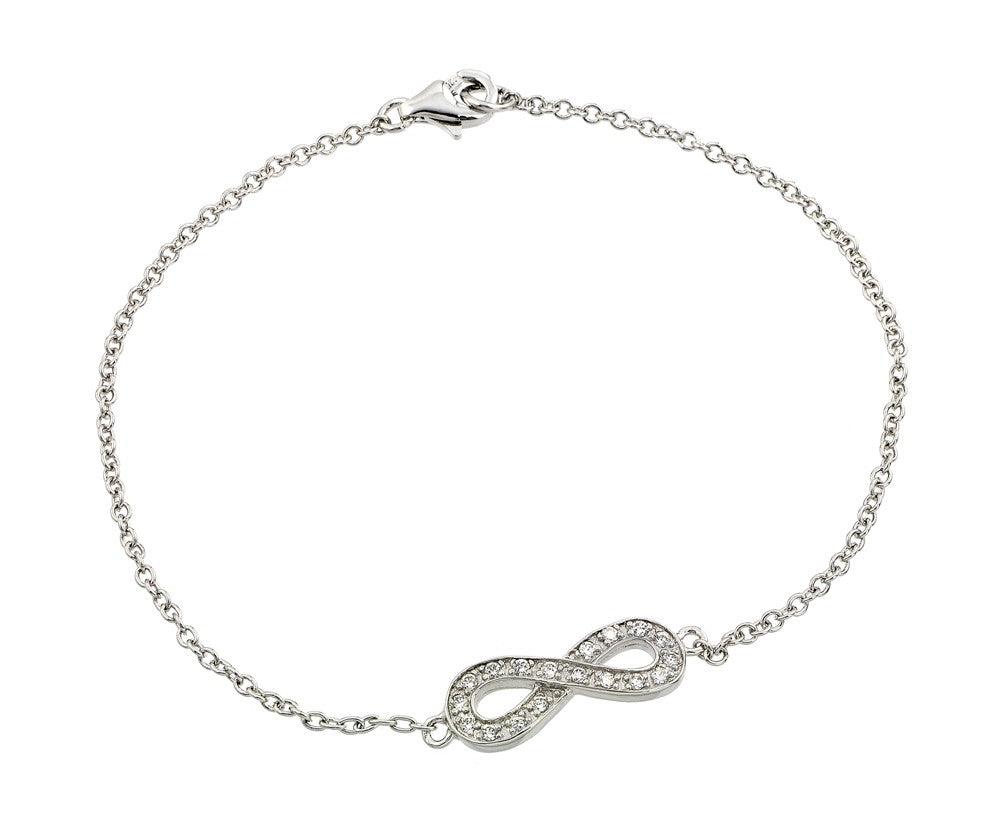 Silver 925 Rhodium Plated Infinity CZ Bracelet - BGB00182