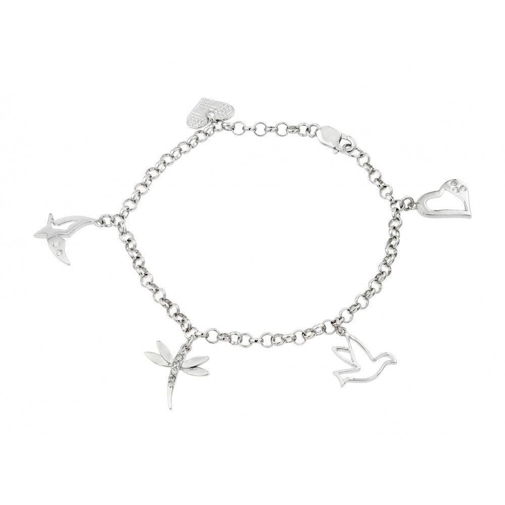 Silver 925 Rhodium Plated Figures Bracelet - BGB00218