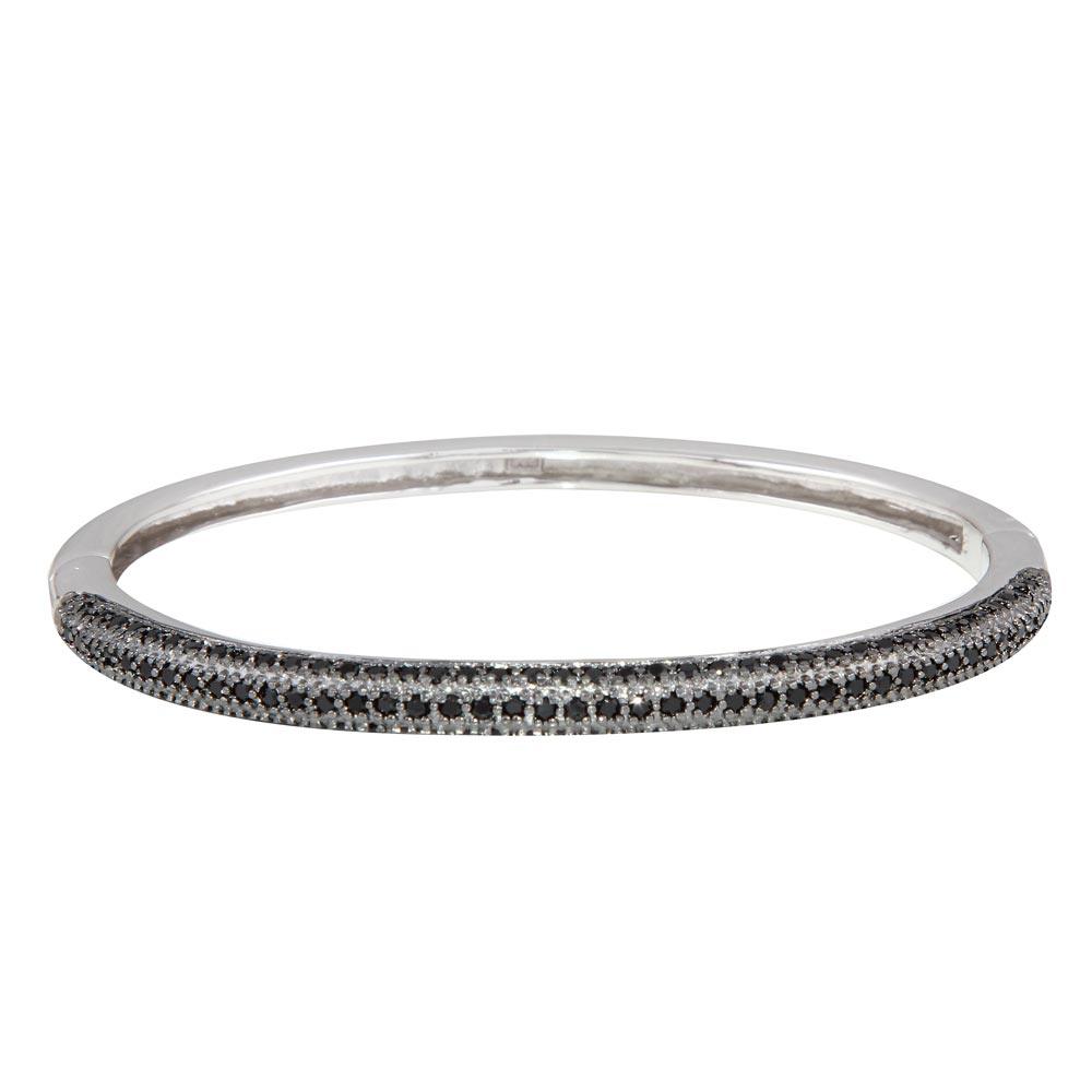 Silver 925 Black Rhodium Plated CZ Bangle Bracelet - BGG00018BLACK