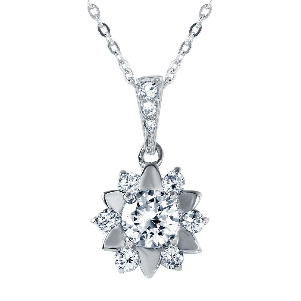 Silver 925 Flower Shaped Pendant with CZ Accents - BGP00475