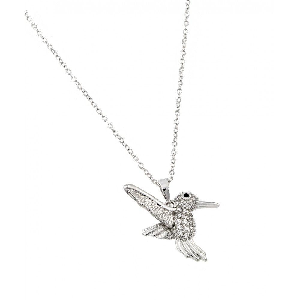 Silver 925 Rhodium Plated Humming Bird Pendant - BGP00994