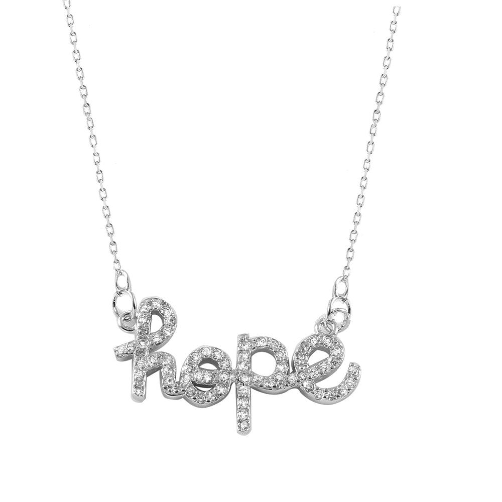 Silver 925 Rhodium Plated Hope Necklace - BGP01006