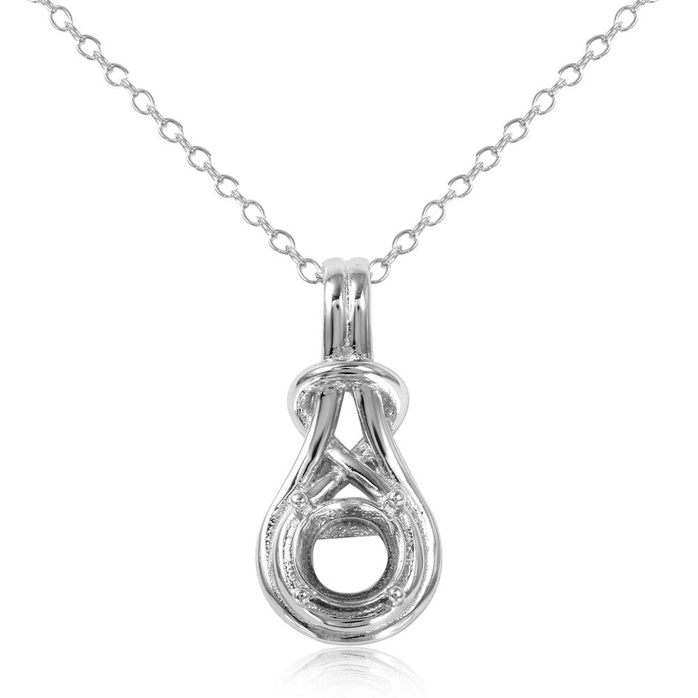 Silver 925 Rhodium Plated Braided Mounting Pendant with Chain - BGP01060