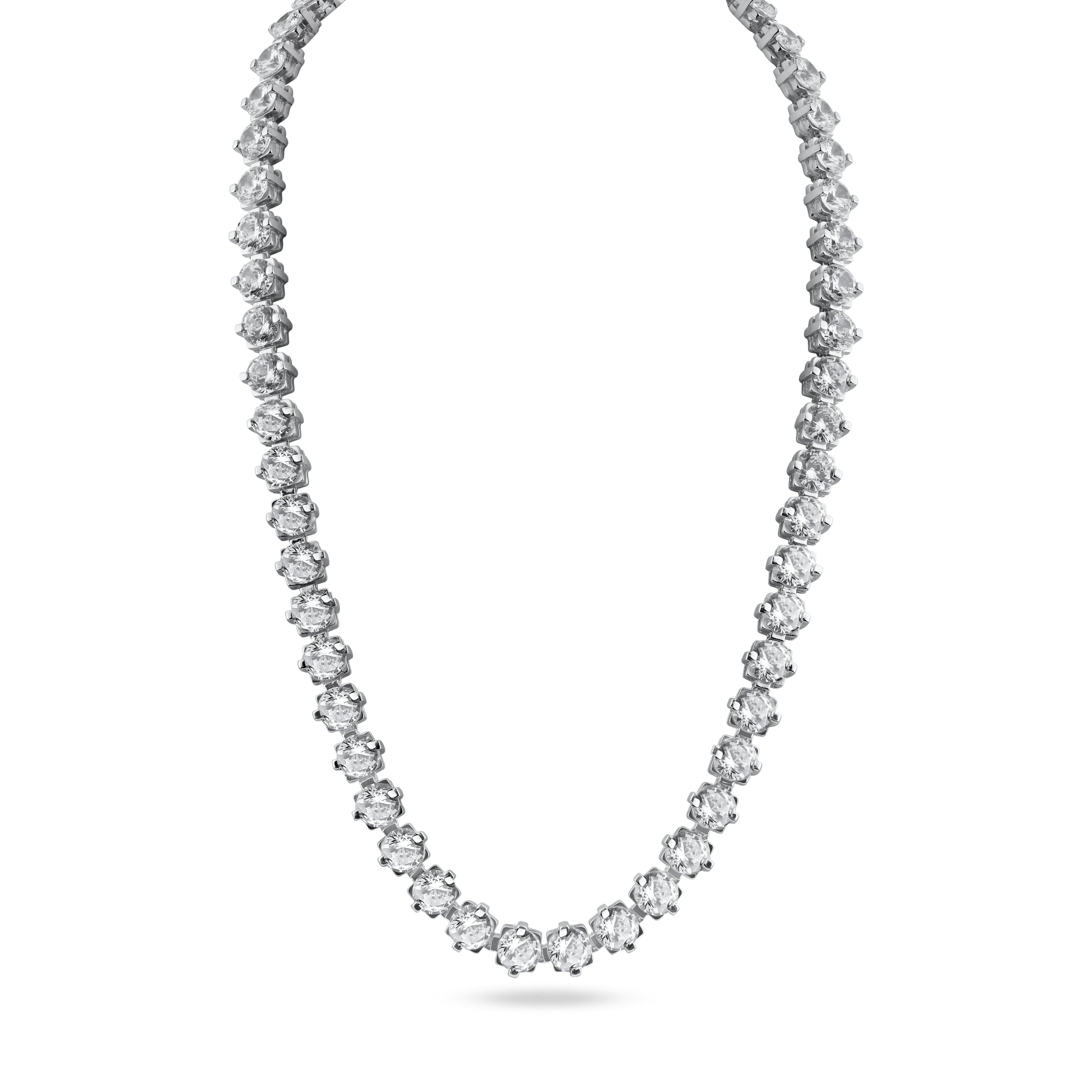 Rhodium Plated 925 Sterling Silver Tennis CZ Necklace - BGP01261