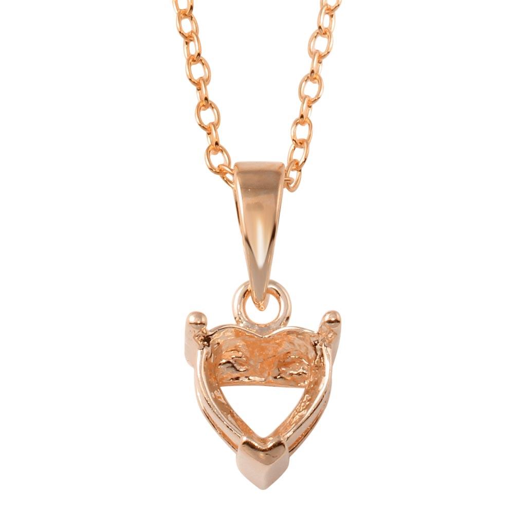 Rose Gold Plated 925 Sterling Silver Mounting Heart Necklace - BGP01327RGP