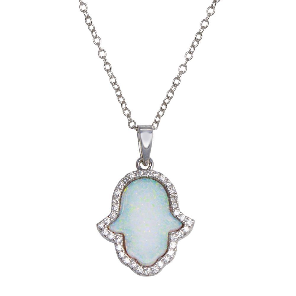 925 Sterling Silver CZ Opal Hamsa - BGP01391