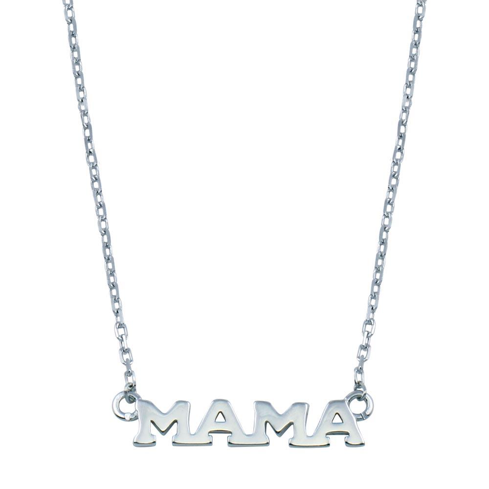 Rhodium Plated 925 Sterling Silver MAMA Necklace - BGP01397