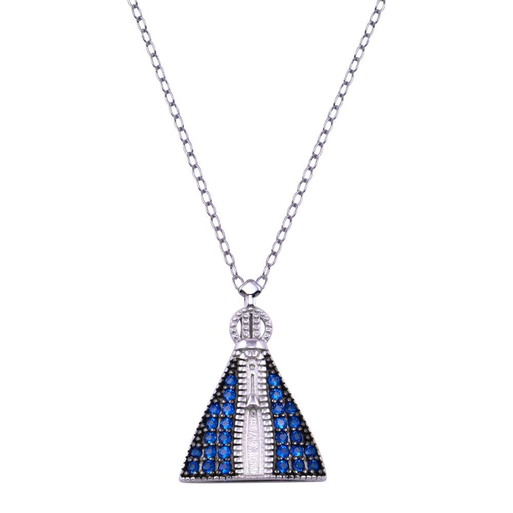 Rhodium Plated 925 Sterling Silver Our Lady of Aparecida CZ Necklace - BGP01431