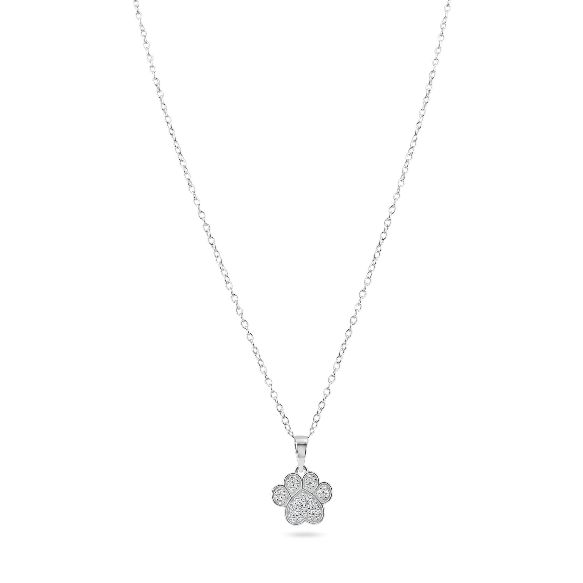 Rhodium Plated 925 Sterling Silver Paw Pendant Necklace - BGP01459