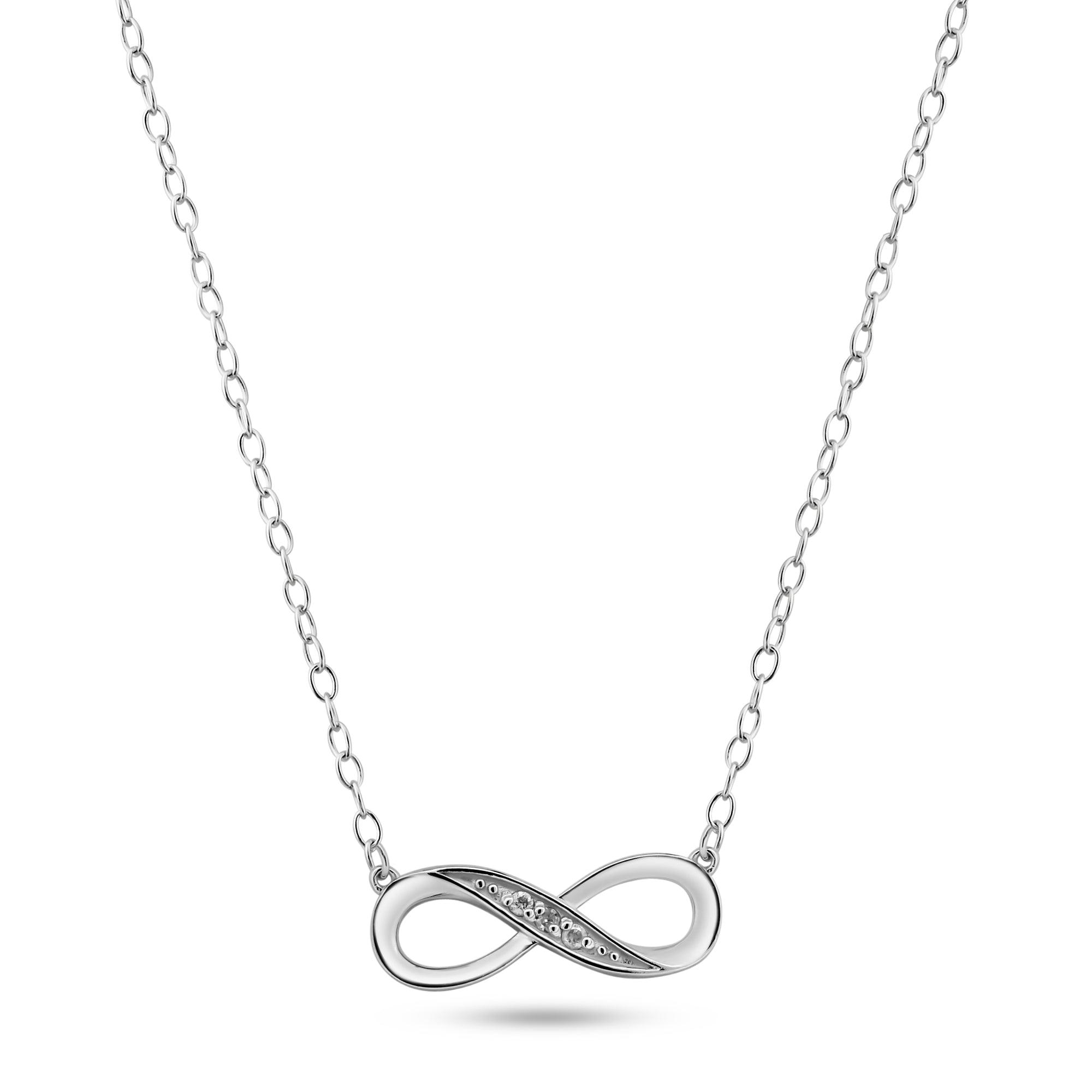 Rhodium Plated 925 Sterling Silver Infinity Design Diamond Necklaces - BGP01473