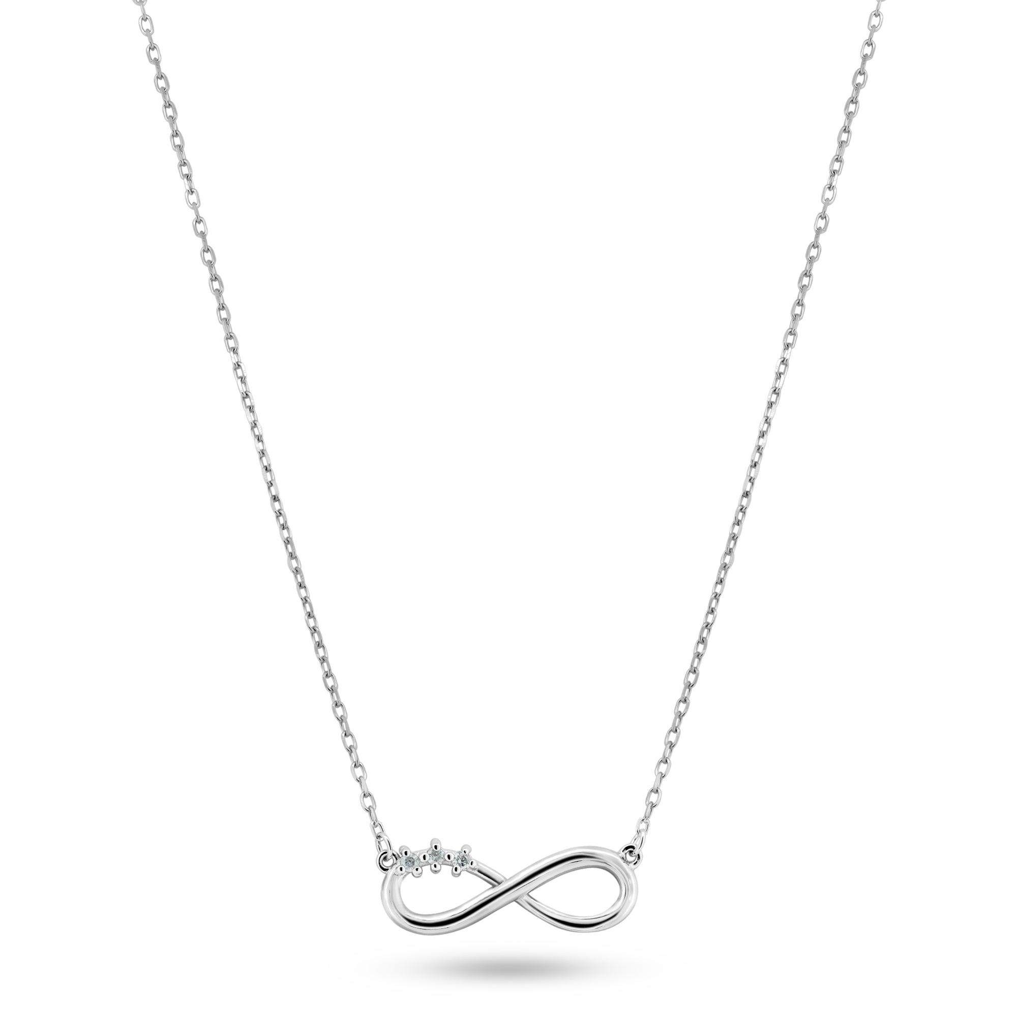 Rhodium Plated 925 Sterling Silver Infinity Design Diamond Necklaces - BGP01474