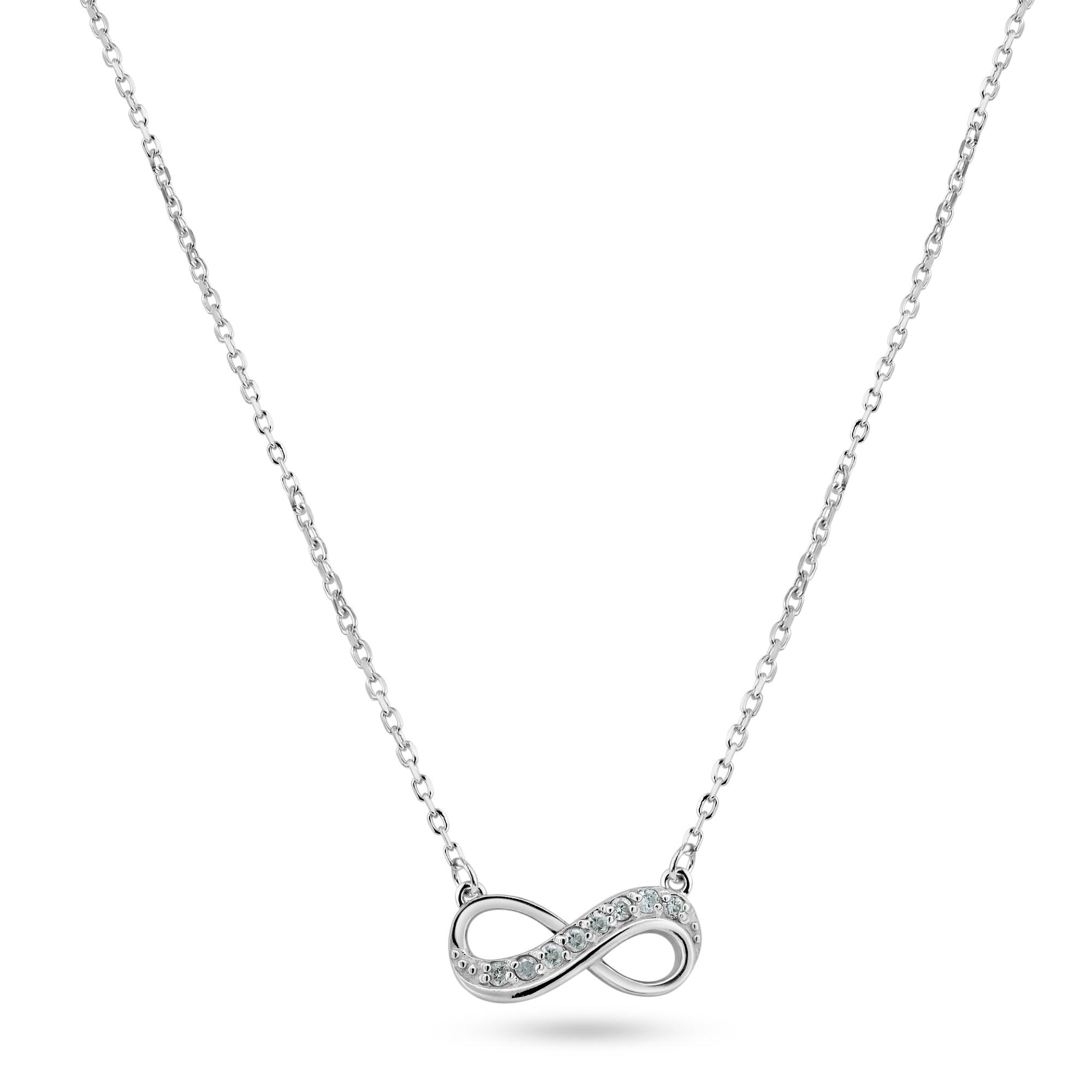 Rhodium Plated 925 Sterling Silver Infinity Design Diamond Necklaces - BGP01476