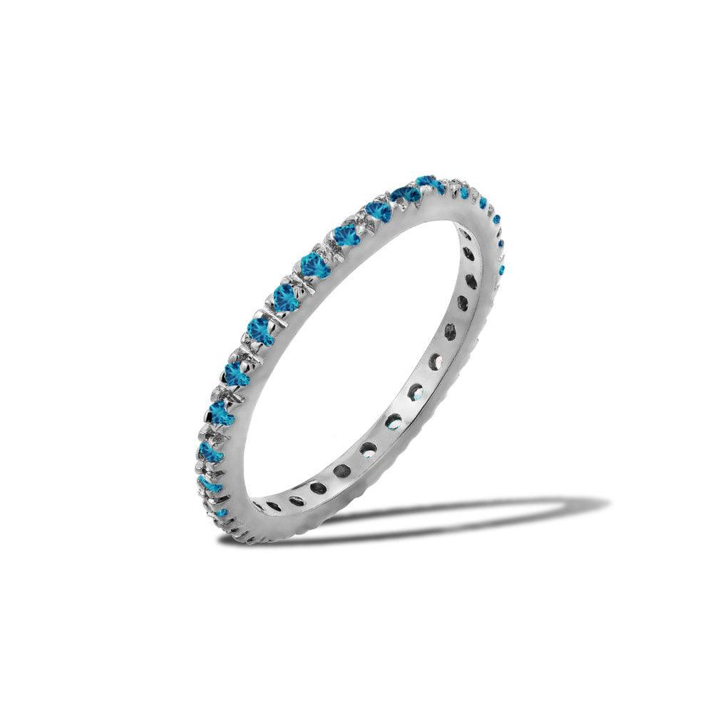 Rhodium Plated 925 Sterling Silver Plated Birthstone Inlay Eternity Ring December - BGR00339DEC