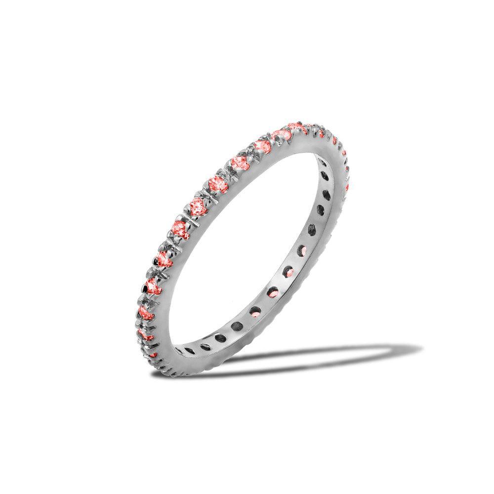 Rhodium Plated 925 Sterling Silver Plated Birthstone Inlay Eternity Ring July - BGR00339JUL