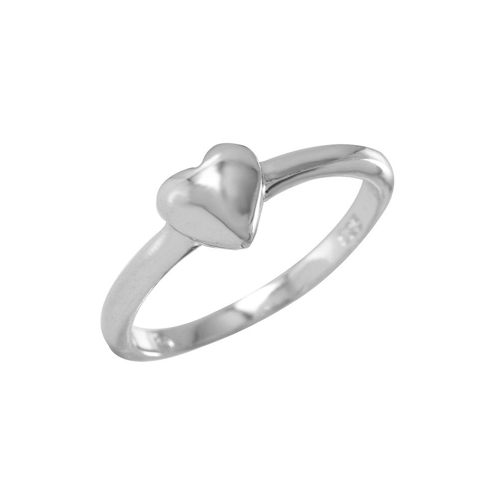 Silver 925 Rhodium Plated Heart Plain Ring - BGR00835