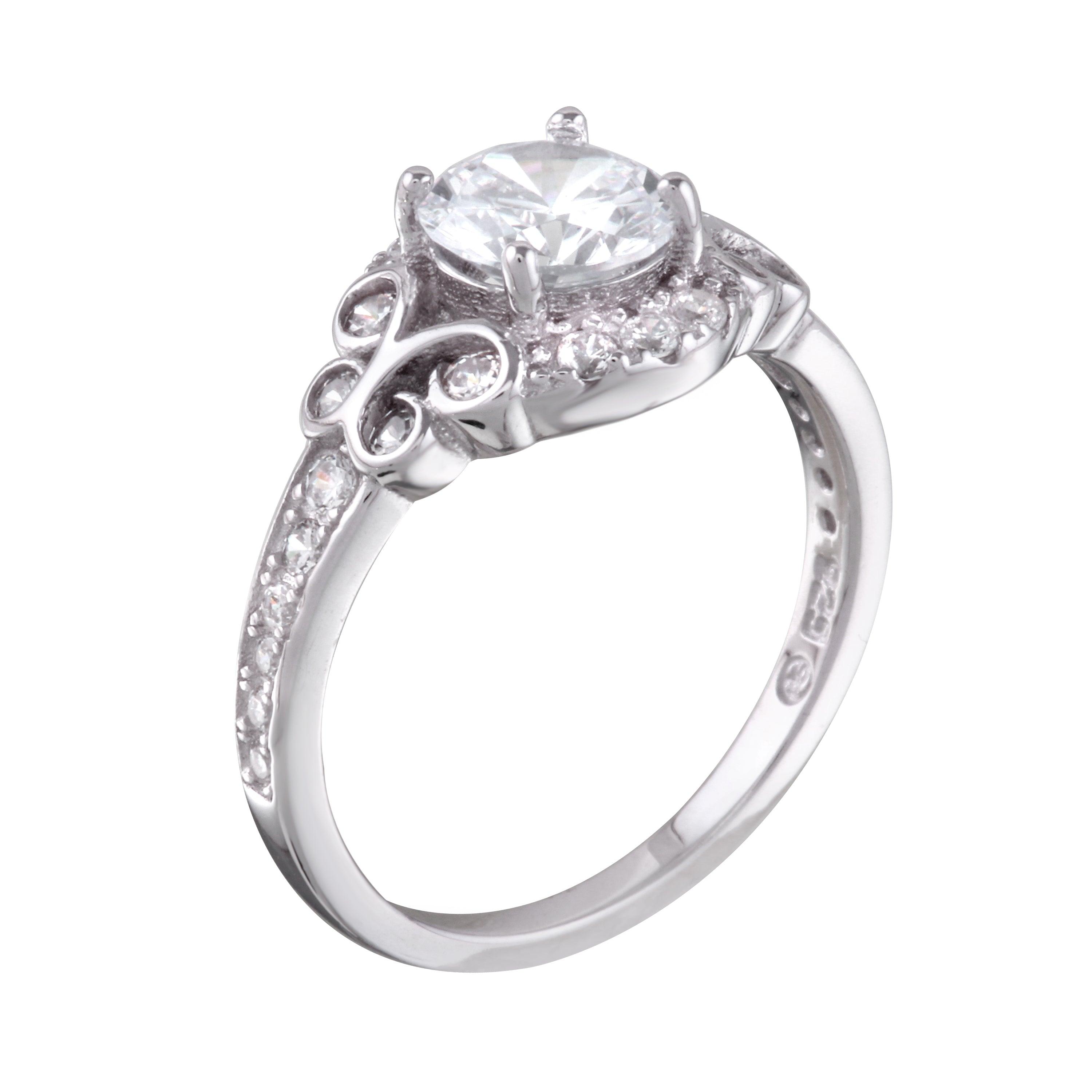 Rhodium Plated 925 Sterling Silver Ring with CZ - BGR01162