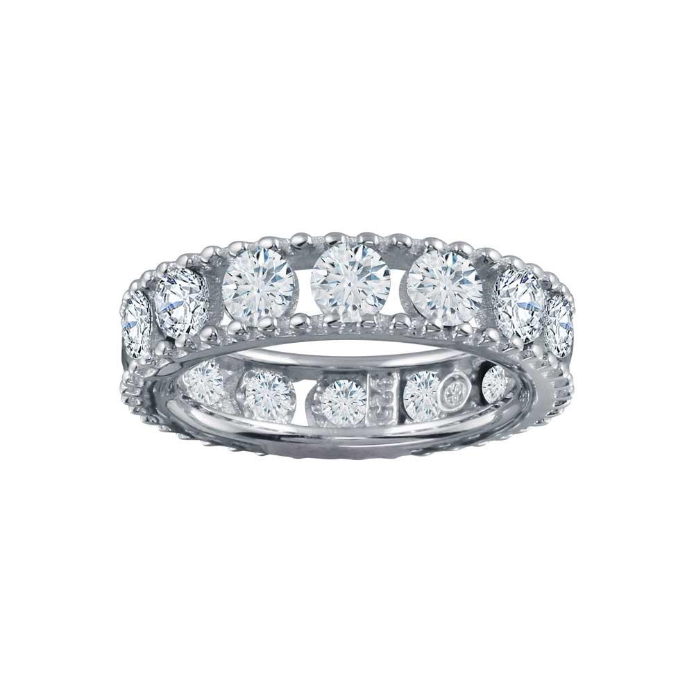 Rhodium Plated 925 Sterling Silver Round CZ Band - BGR01293CLR