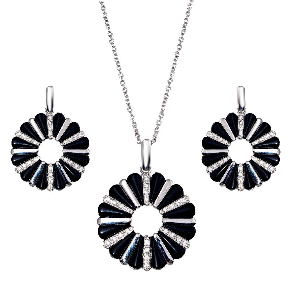 Closeout-Silver 925 Rhodium Plated Open Flower Cookie Set - BGS00071