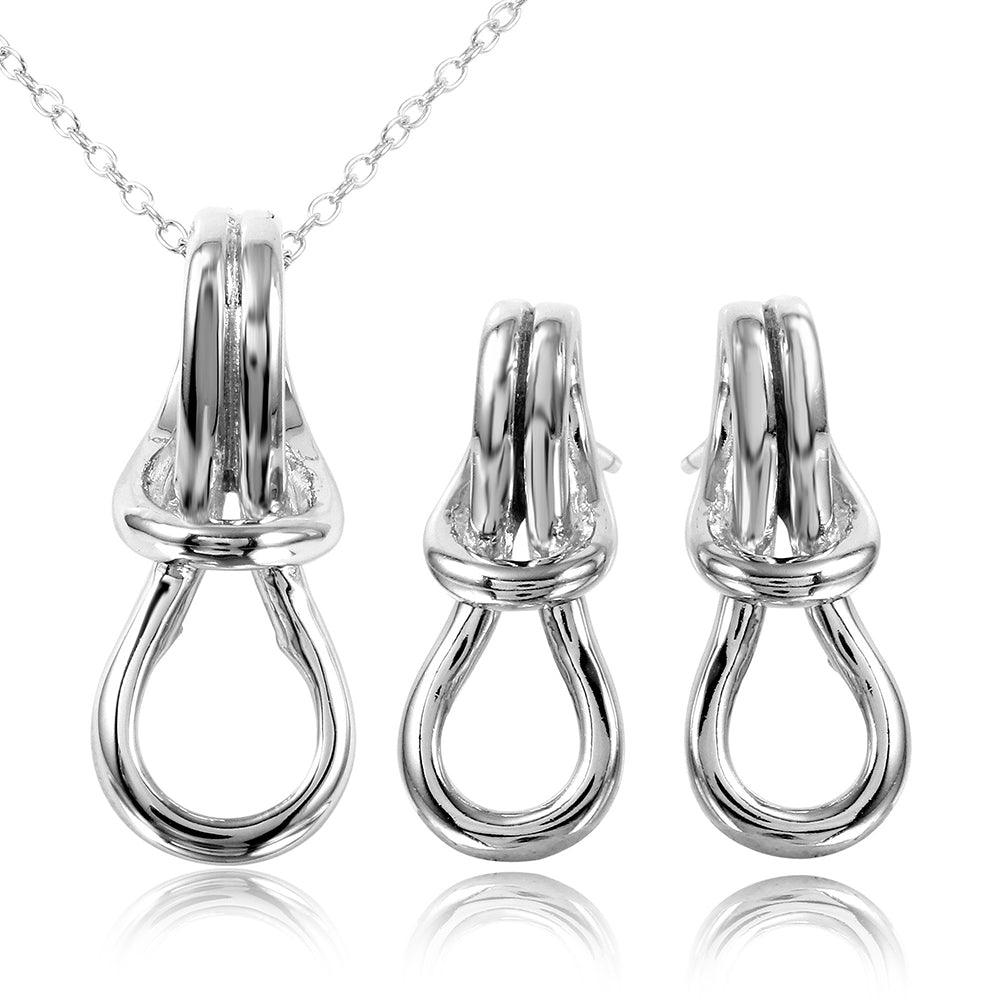 Silver 925 Rhodium Plated Personalized Knot Mounting Set - BGS00464