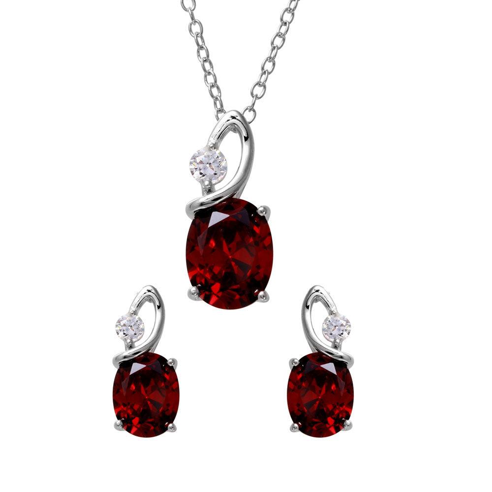 Rhodium Plated 925 Sterling Silver Twisted Oval Birthstone Set - BGS00510