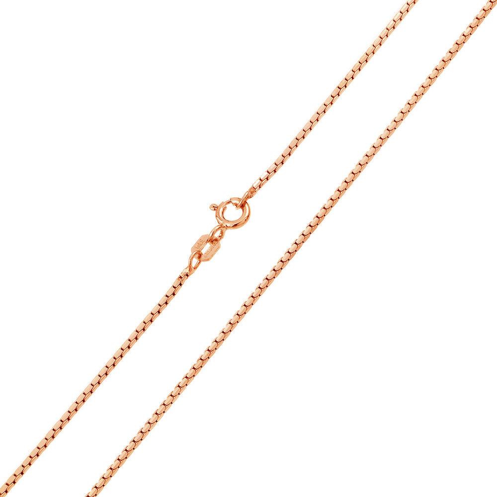 Rose Gold Plated 925 Sterling Silver Diamond V Cut Box 024 Chain 0.96mm - CH164 RGP